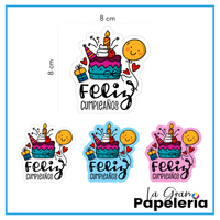 STICKERS CUMPLEAÑOS X 3 UNIDADES