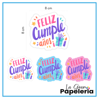 STICKERS CUMPLEAÑOS X 3 UNIDADES