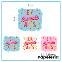STICKERS CUMPLEAÑOS X 3 UNIDADES