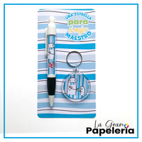 KIT BOLIGRAFO + LLAVERO REF. FLORK DÍA DEL MAESTRO X6