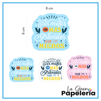 STICKERS FRASES X 3 UNIDADES