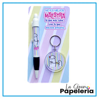 KIT BOLIGRAFO + LLAVERO REF. FLORK DÍA DEL MAESTRO X6