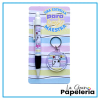 KIT BOLIGRAFO + LLAVERO REF. FLORK DÍA DEL MAESTRO X6