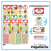 STICKERS PARA ÚTILES REF JURASSIC