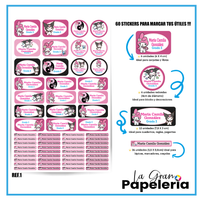 STICKERS PARA ÚTILES REF KUROMI Y MELODY