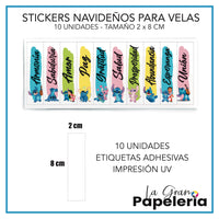 STICKERS PARA VELAS POR MAYOR X 50 UNIDADES