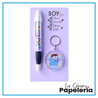 KIT BOLIGRAFO + LLAVERO REF. FLORK MUJER