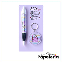 KIT BOLIGRAFO + LLAVERO REF. FLORK MUJER