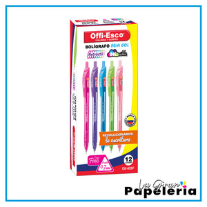 BOLÍGRAFO SEMI GEL 0.7mm RETRÁCTIL X 12 OE-053F