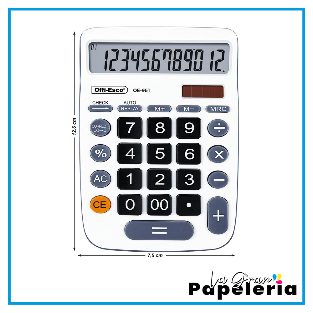 CALCULADORA ELECTRÓNICA GRANDE 12 DIGITOS OE-961