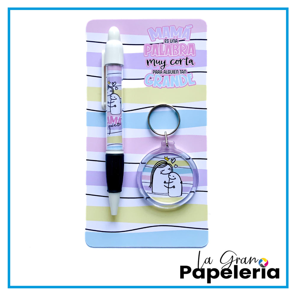 KIT BOLIGRAFO  + LLAVERO REF. FLORK MAMÁ X 6