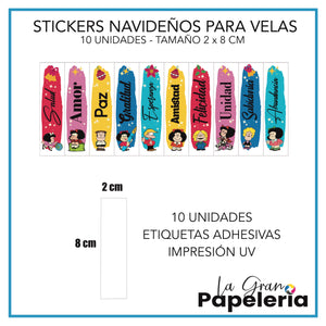 STICKERS PARA VELAS X 1O UNIDADES