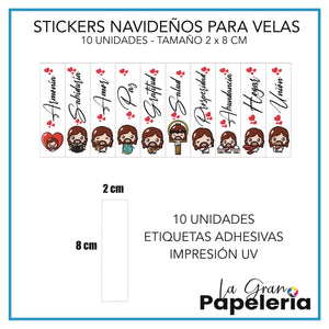 STICKERS PARA VELAS X 1O UNIDADES