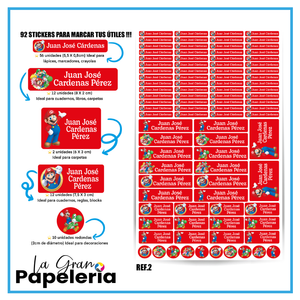 STICKERS PARA ÚTILES REF MARIO BROS