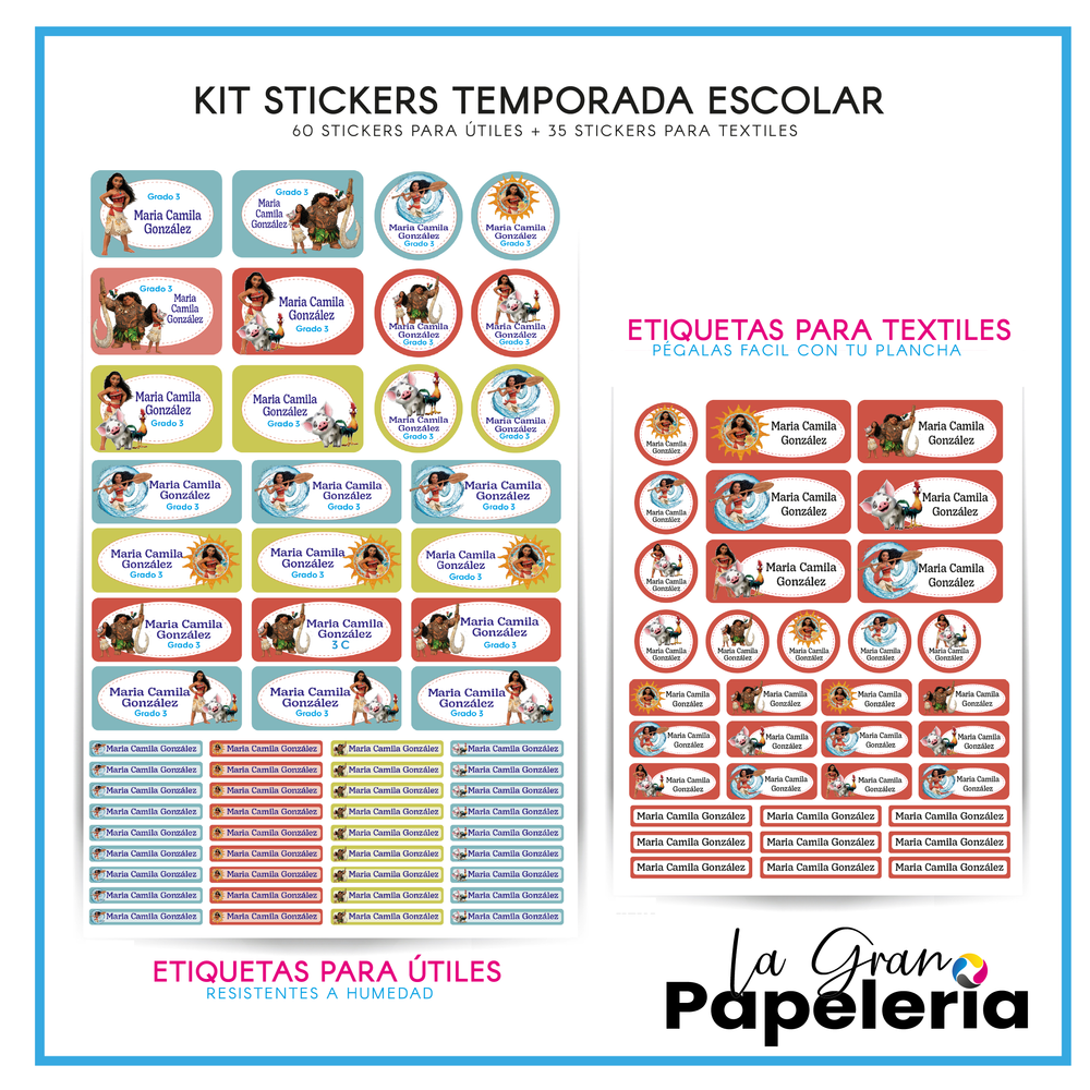 STICKERS KIT TEXTILES + ÚTILES REF MOANA