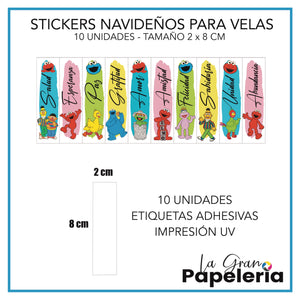 STICKERS PARA VELAS X 1O UNIDADES
