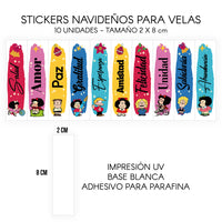 STICKERS PARA VELAS X 1O UNIDADES
